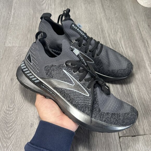 Men’s SAMPLE Brooks Levitate  GTS 5 Knit Black Gray Running Shoe 9 Stealthfit main image 8
